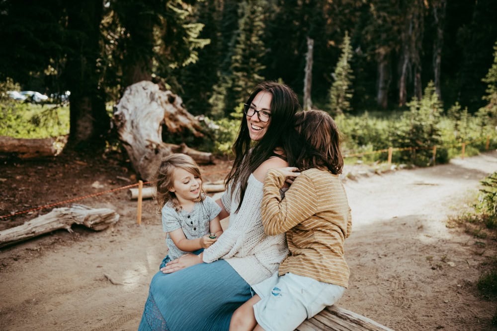 mother playing with her two sons