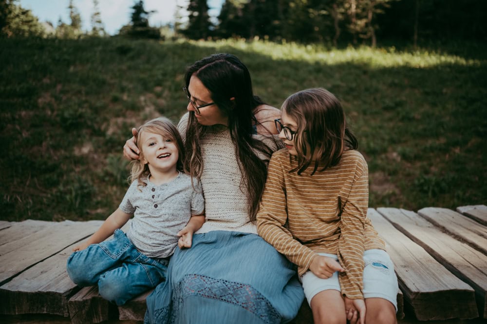 mother and children at Mt Rainier