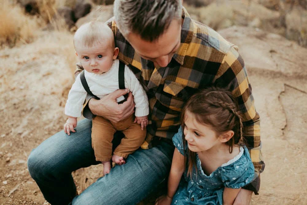 dad and kids at Smith Rock state park