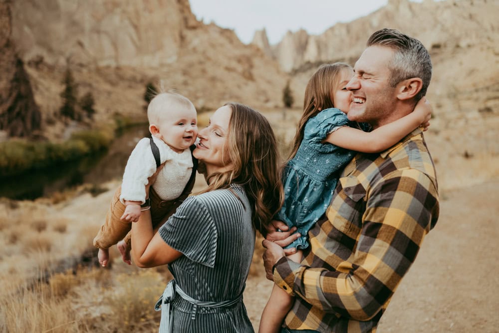 family having fun during smith rock family photos